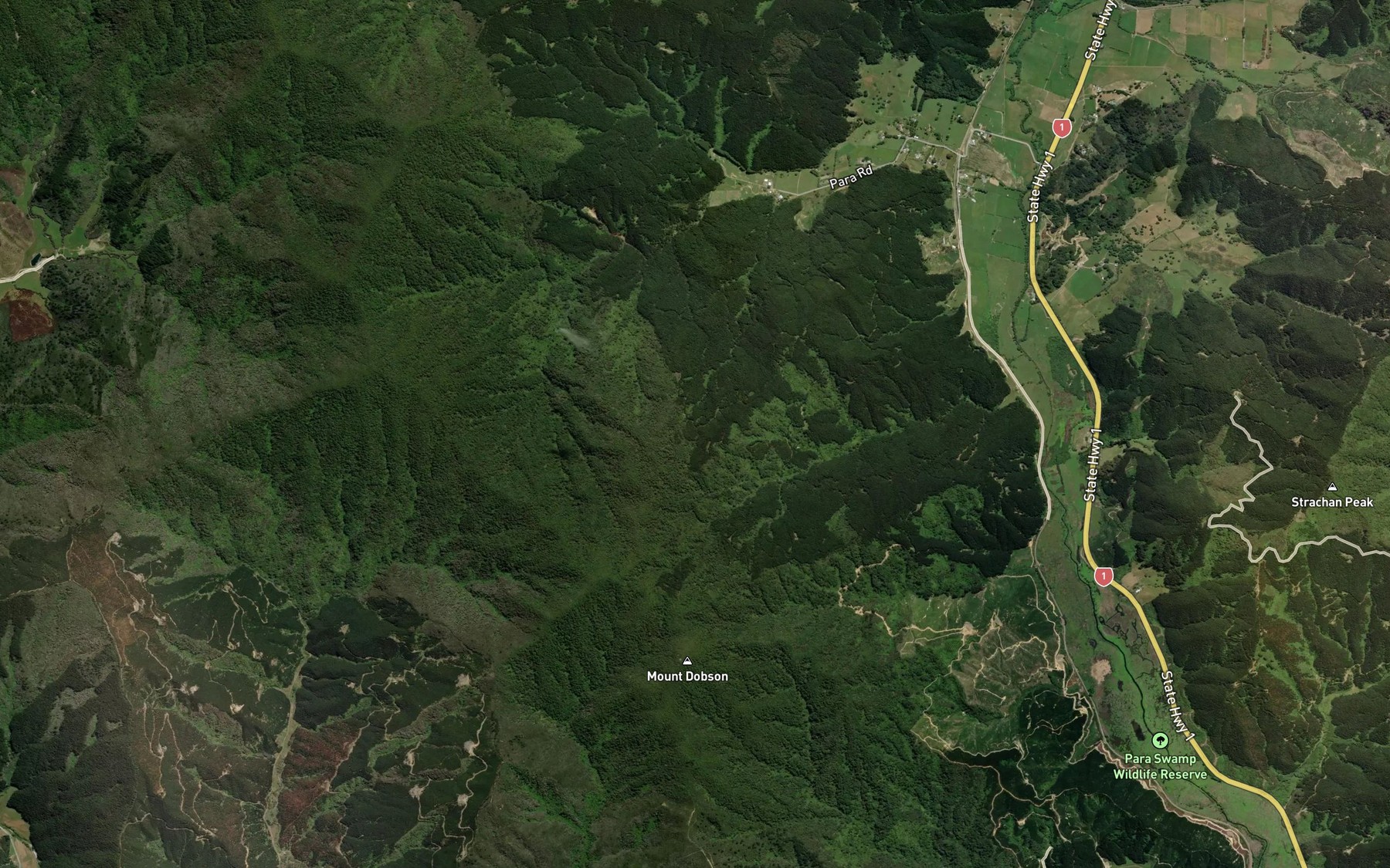 Satellite map of the Staggs Stream
