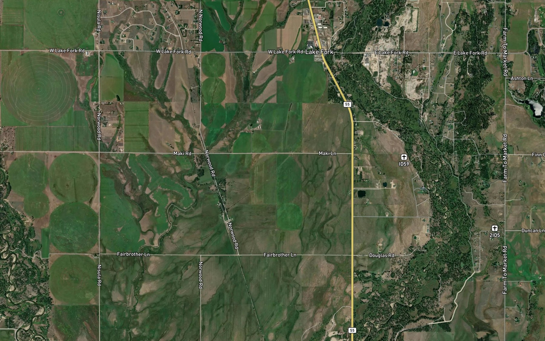 Satellite map of the Cruzen Ditch