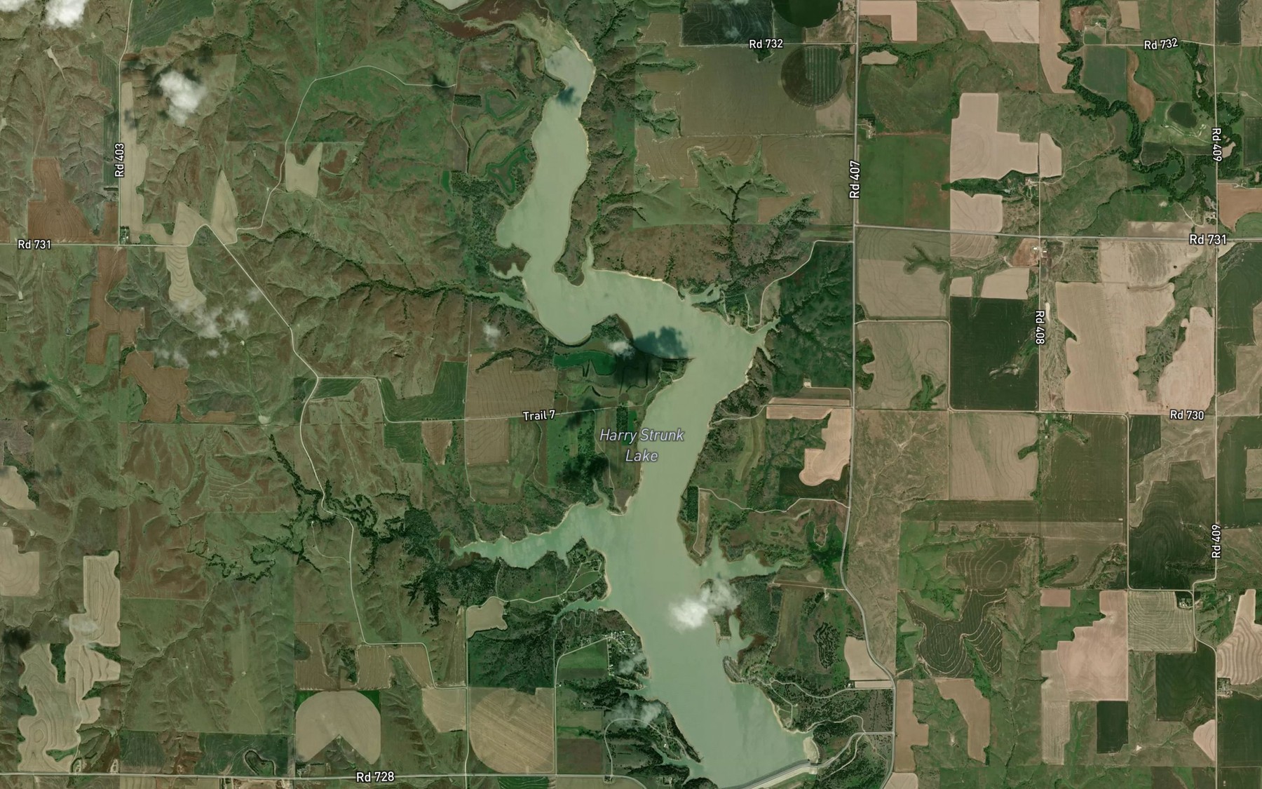 Satellite map of the Harry Strunk Lake