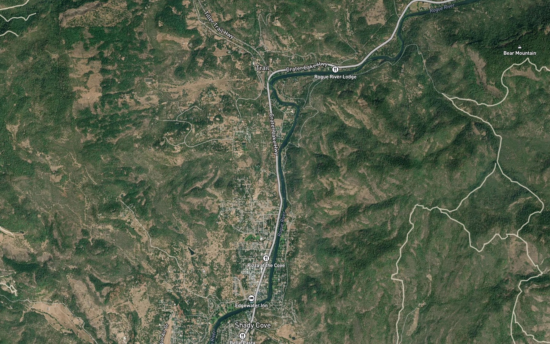 Satellite map of the Cusick Creek