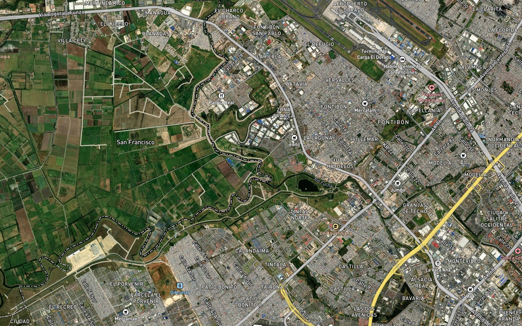 Satellite map of the Rio Juan Amarillo