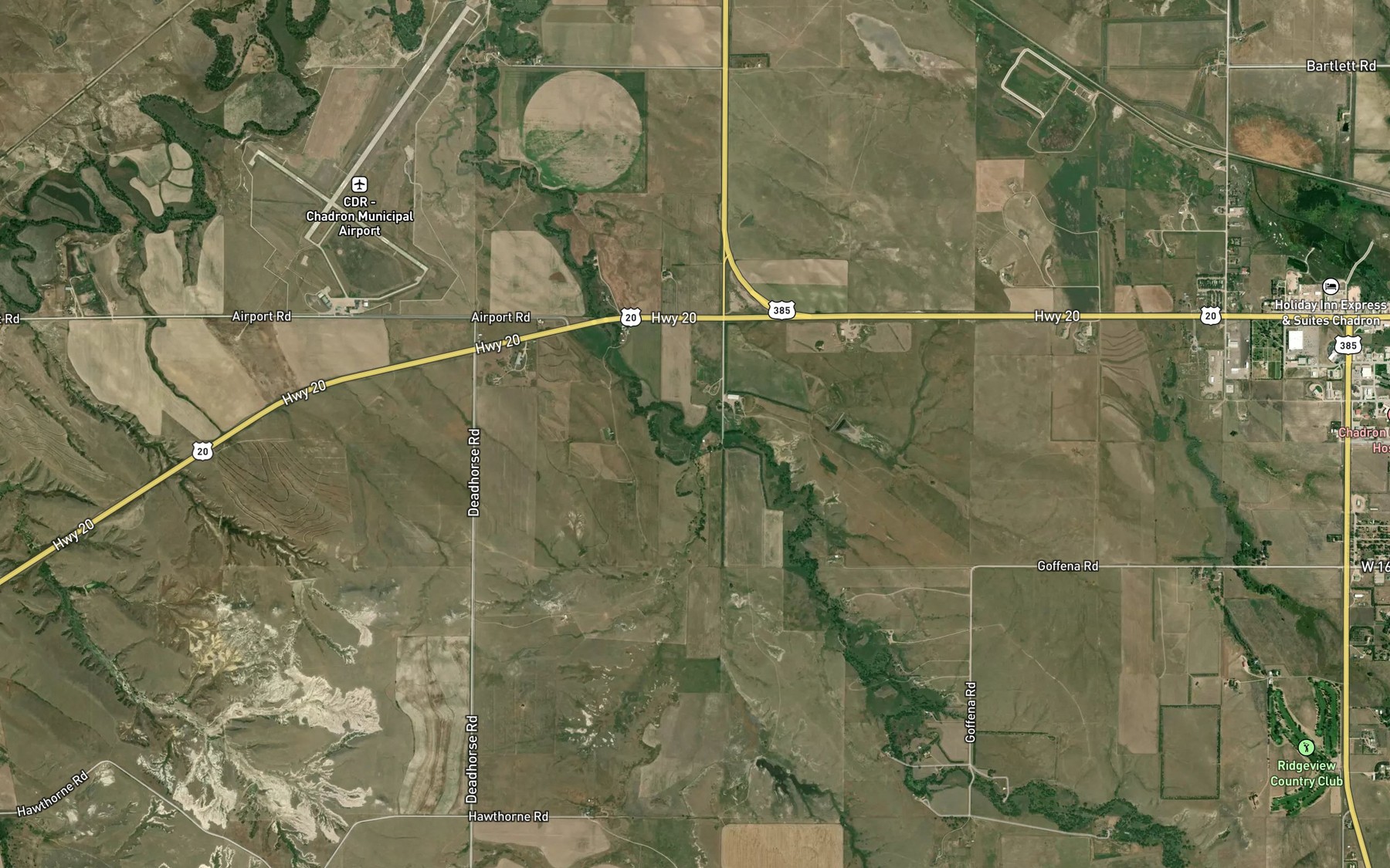 Satellite map of the West Fork Chadron Creek
