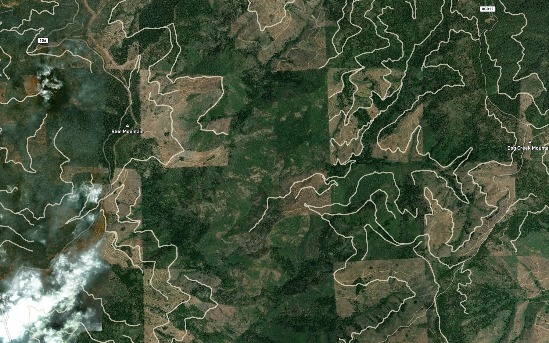 Satellite map of the Stacey Creek