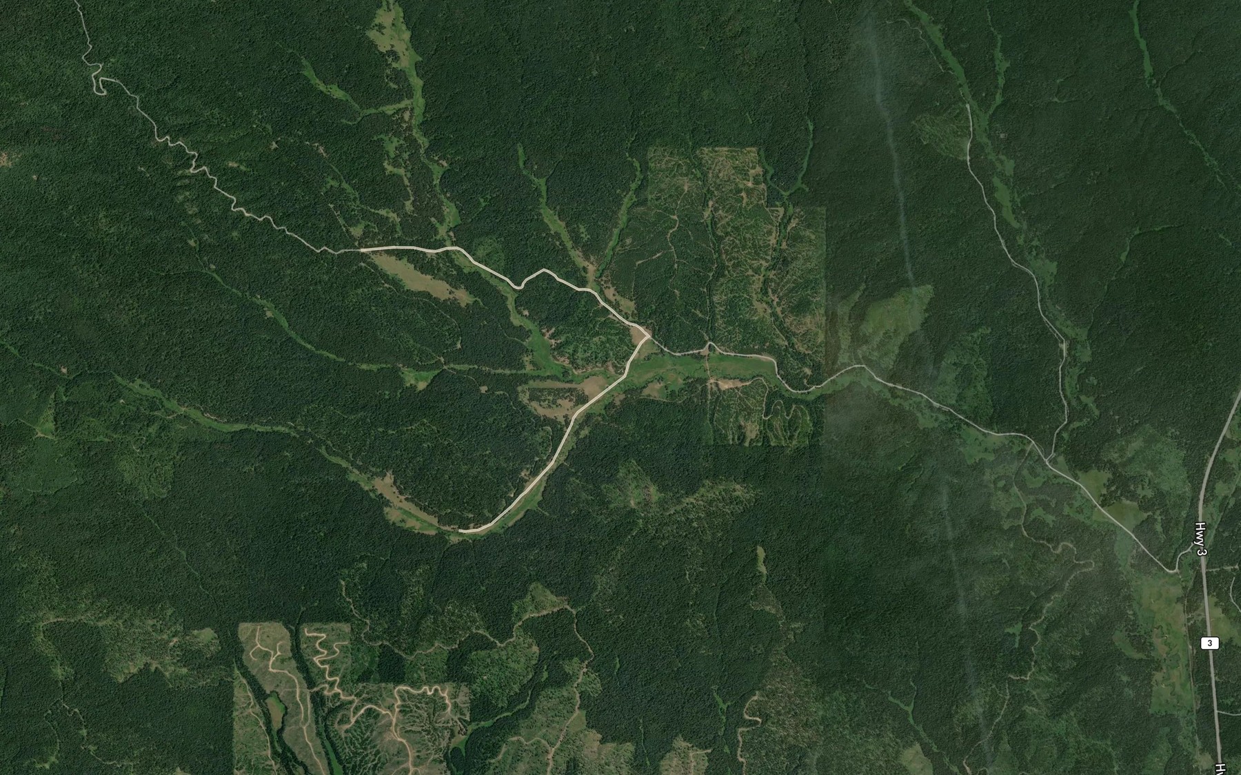 Satellite map of the Cougar Creek