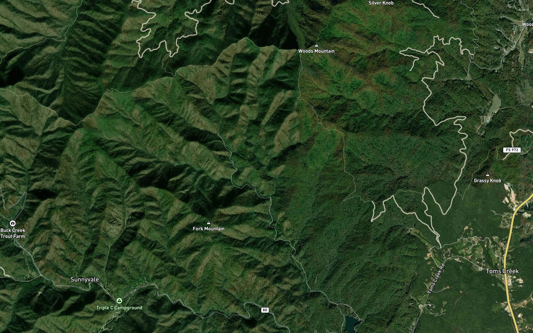 Satellite map of the Slim Creek