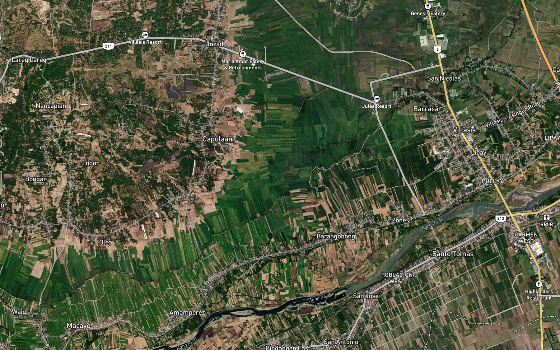 Satellite map of the River Paya de Ameriano