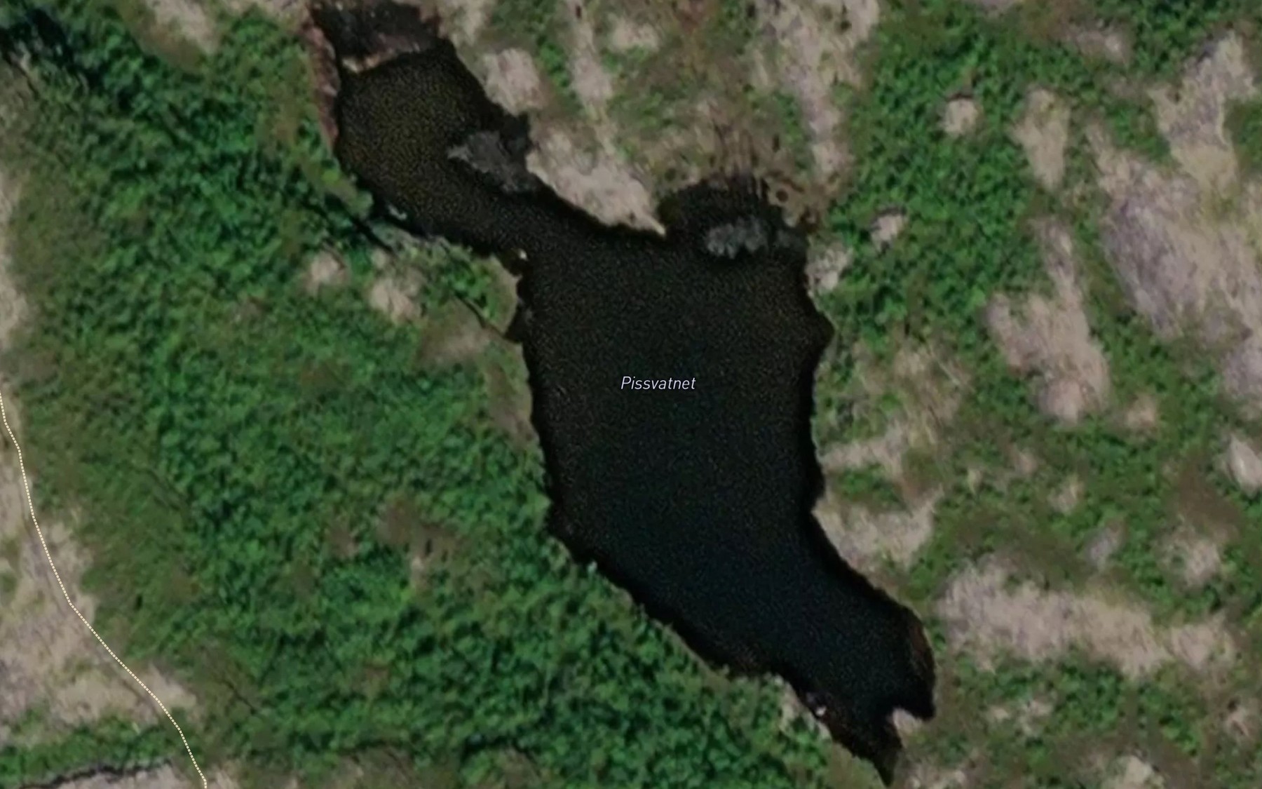Satellite map of the Pissvatnan