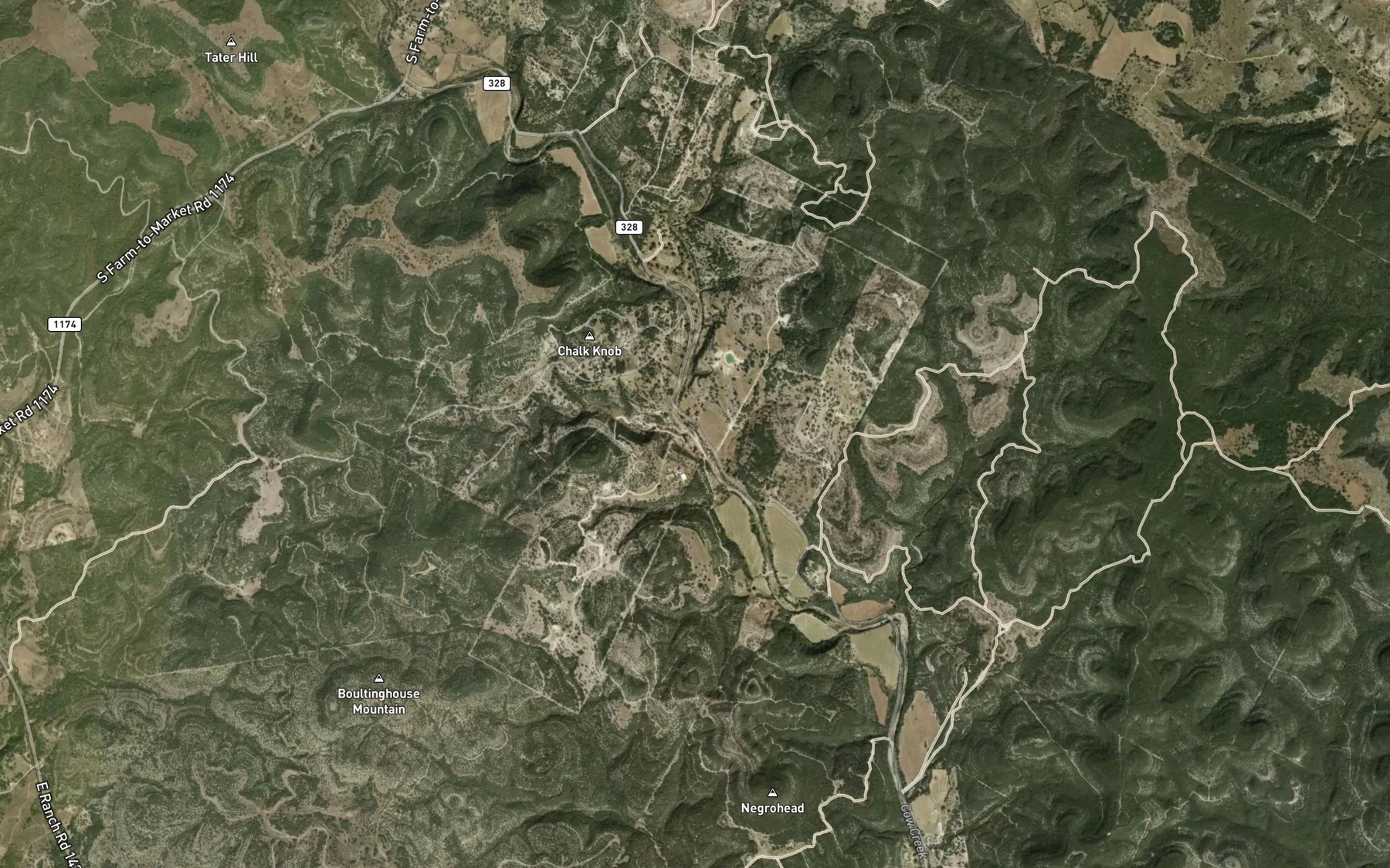 Satellite map of the Chalk Knob Branch