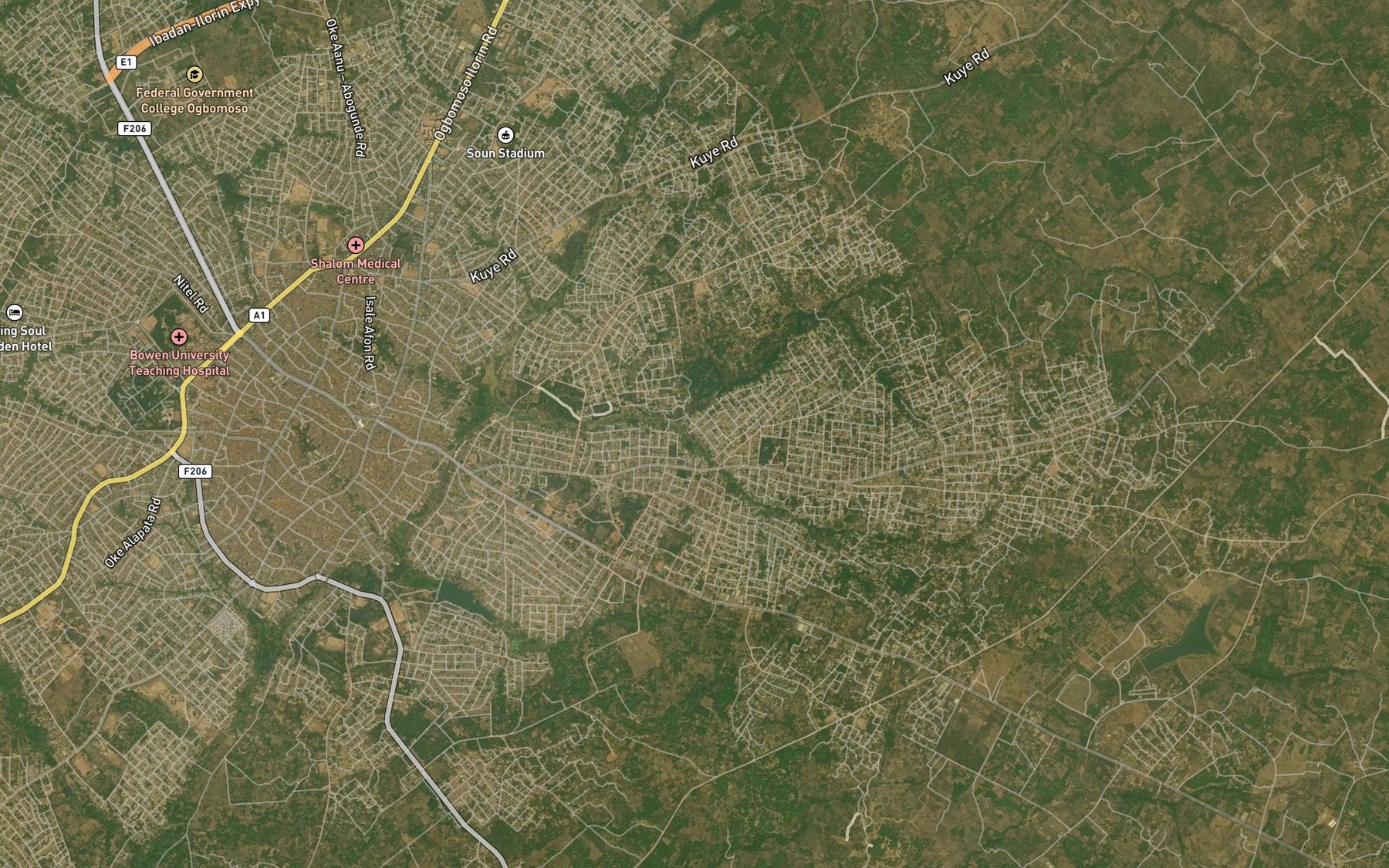 Satellite map of the River Ogbegun