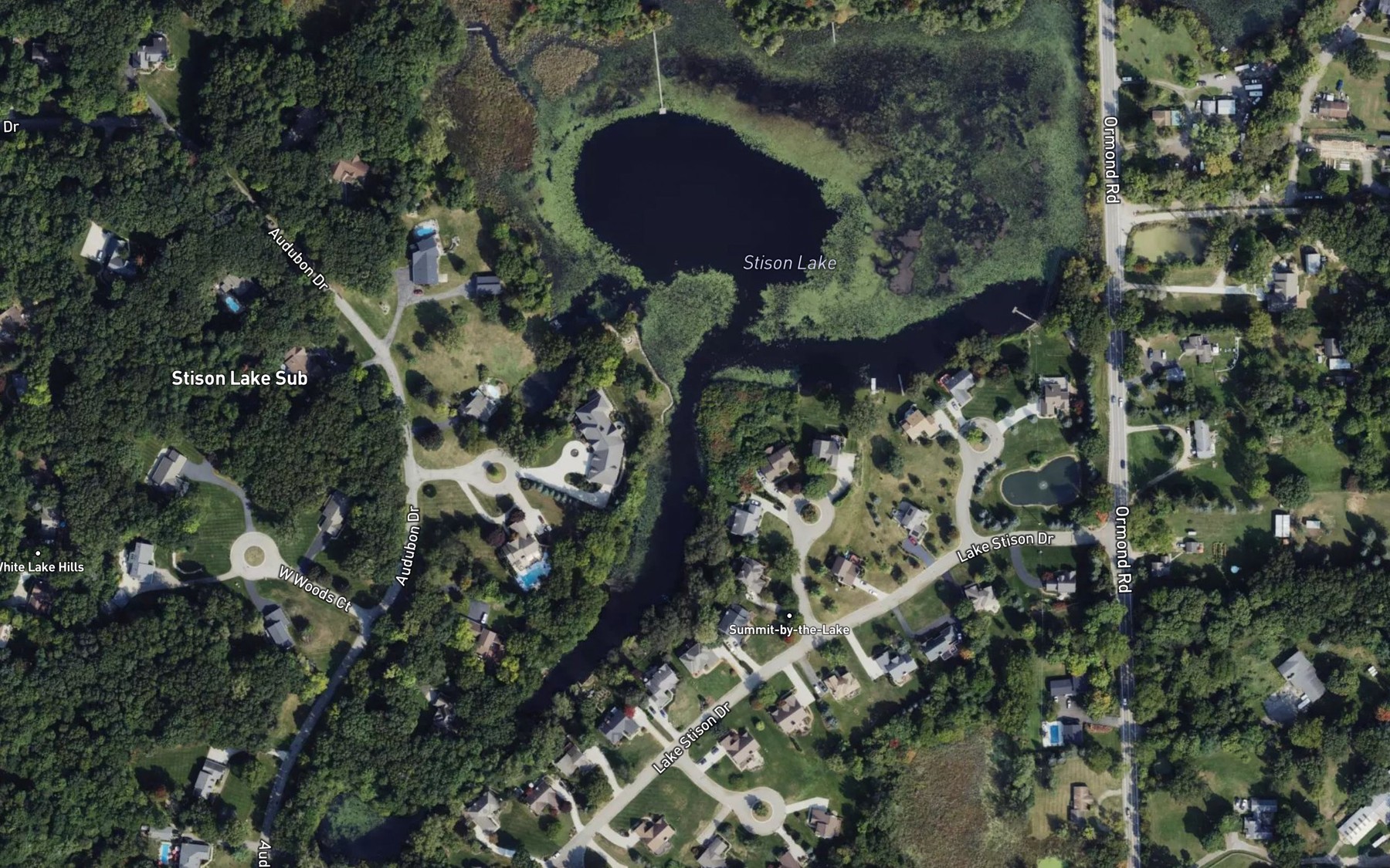 Satellite map of the Stison Lake