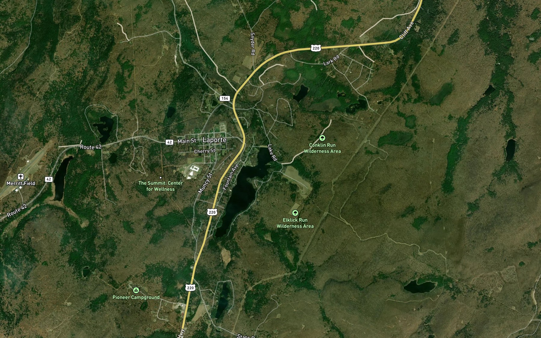 Satellite map of the Conklin Run
