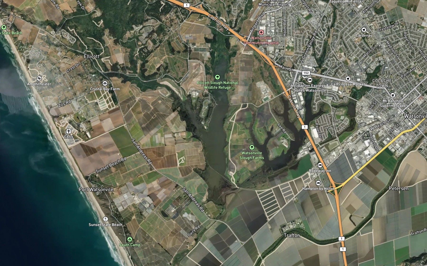 Satellite map of the Gallighan Slough