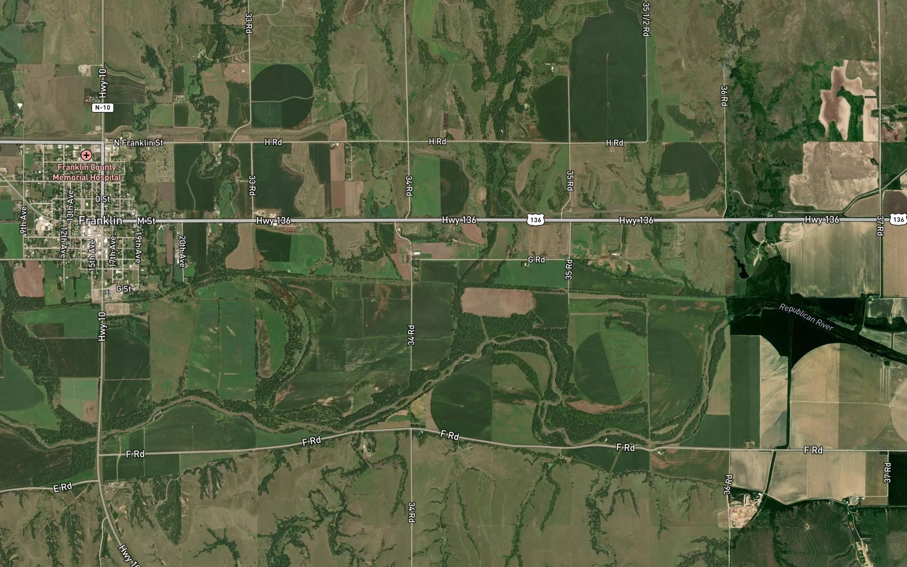 Satellite map of the Wasp Creek