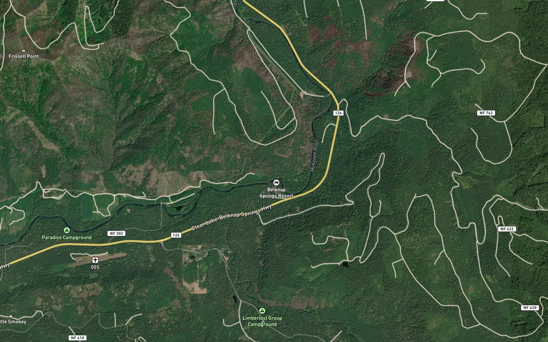 Satellite map of the Belknap Hot Spring