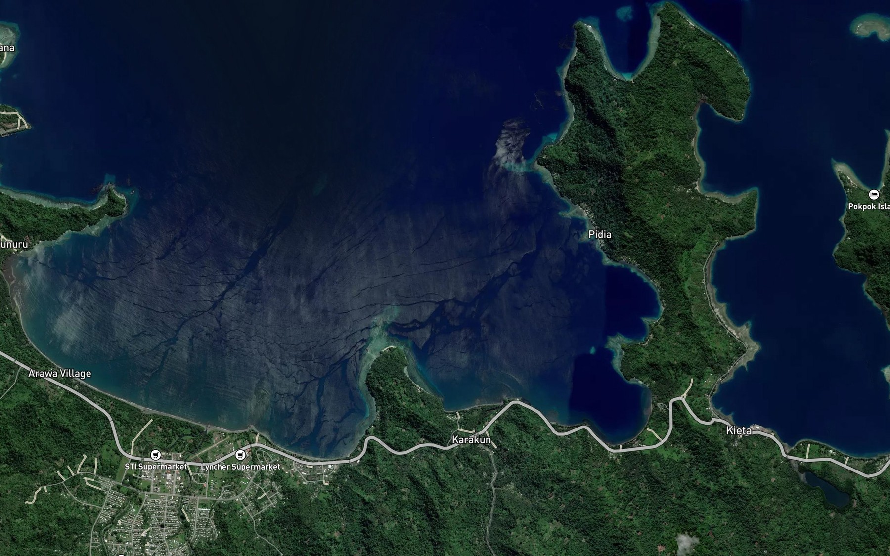 Satellite map of the Kobuan Bay