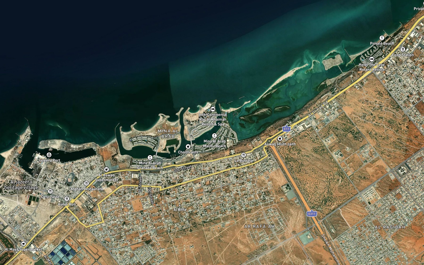 Satellite map of the Khawr Qurm