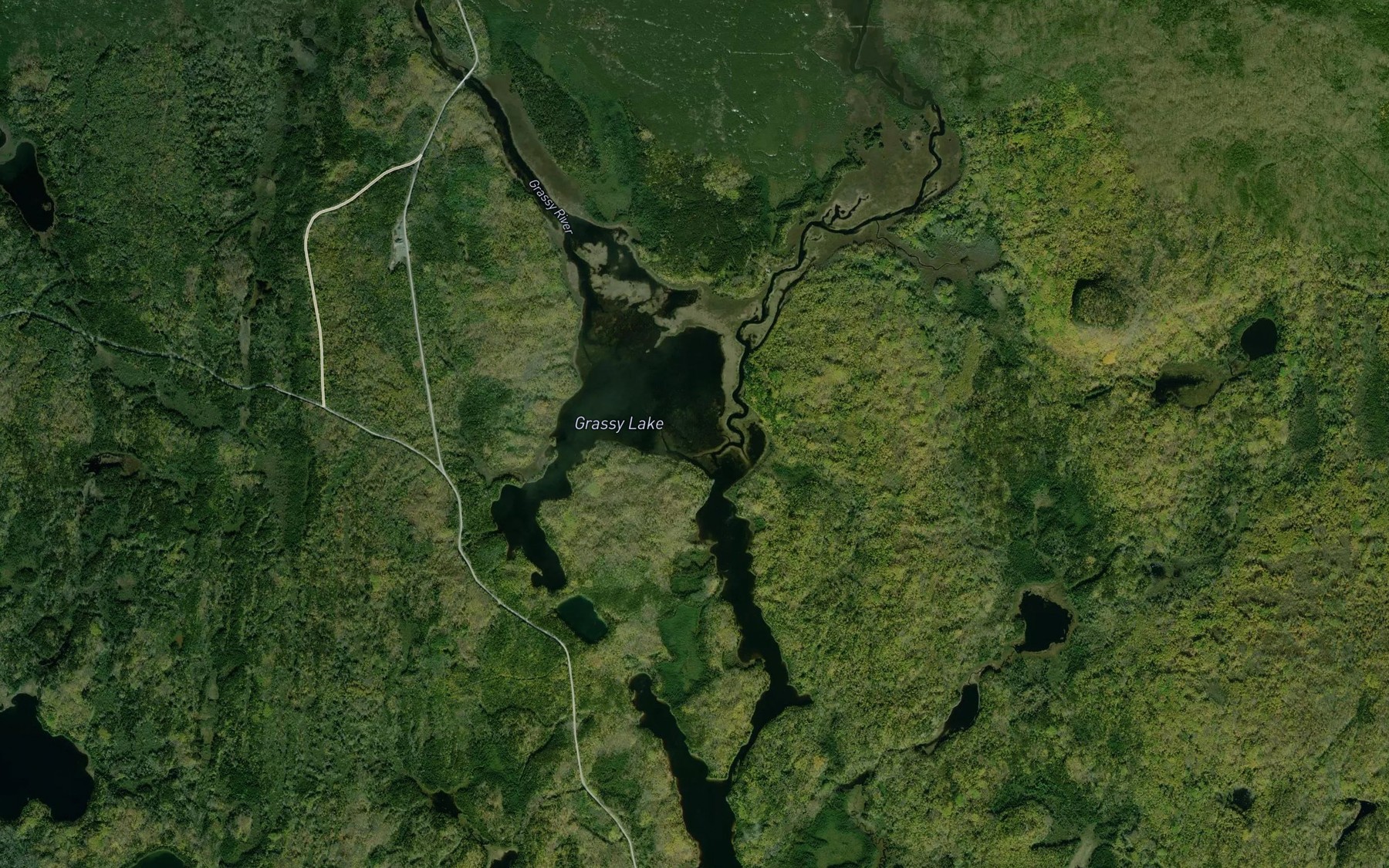 Satellite map of the Grassy Lake