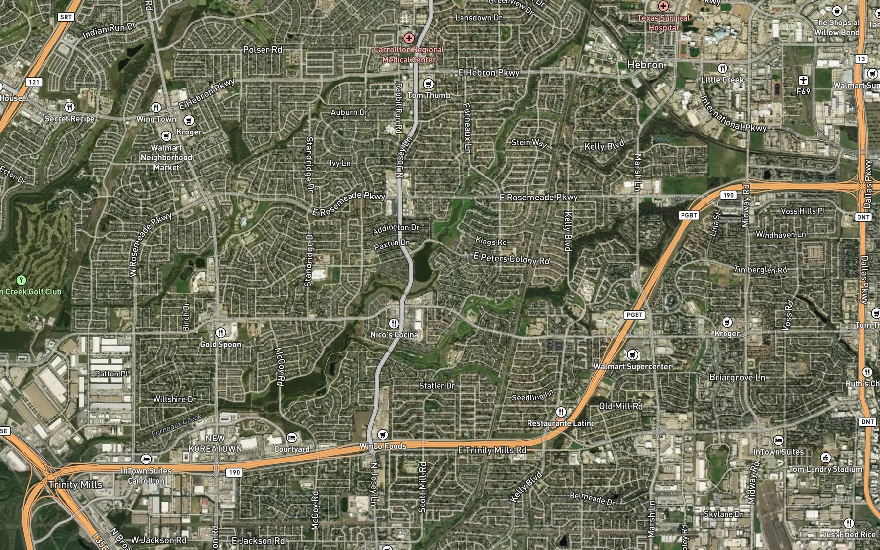 Satellite map of the Colonial House Lake