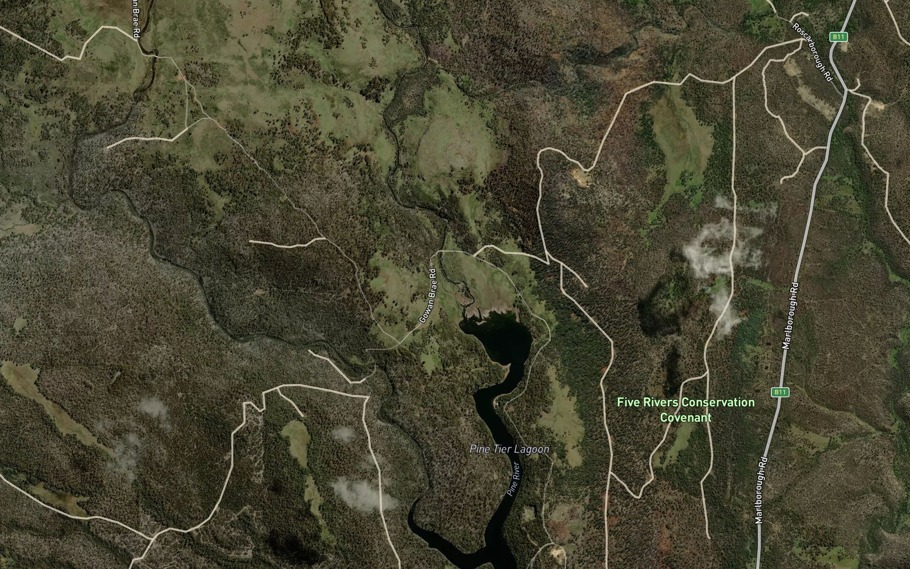 Satellite map of the Little Pine River