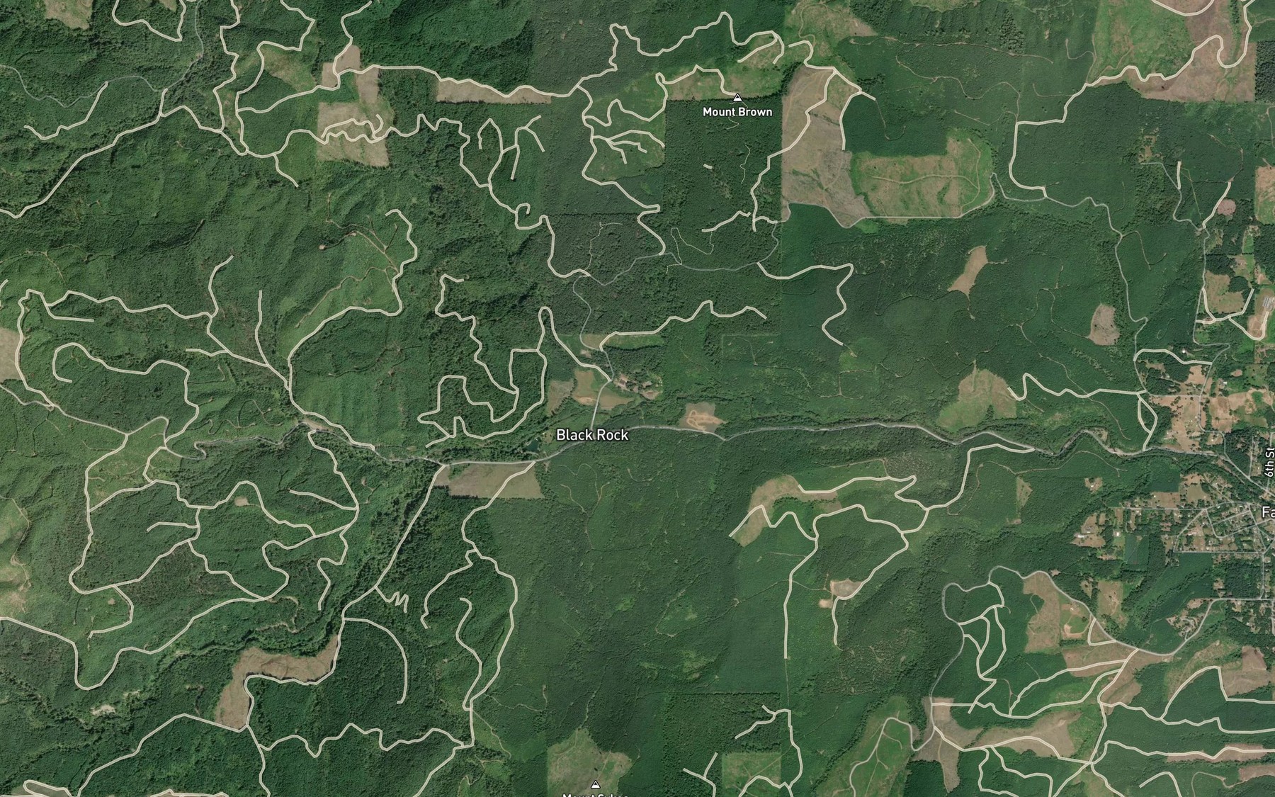 Satellite map of the Sams Creek