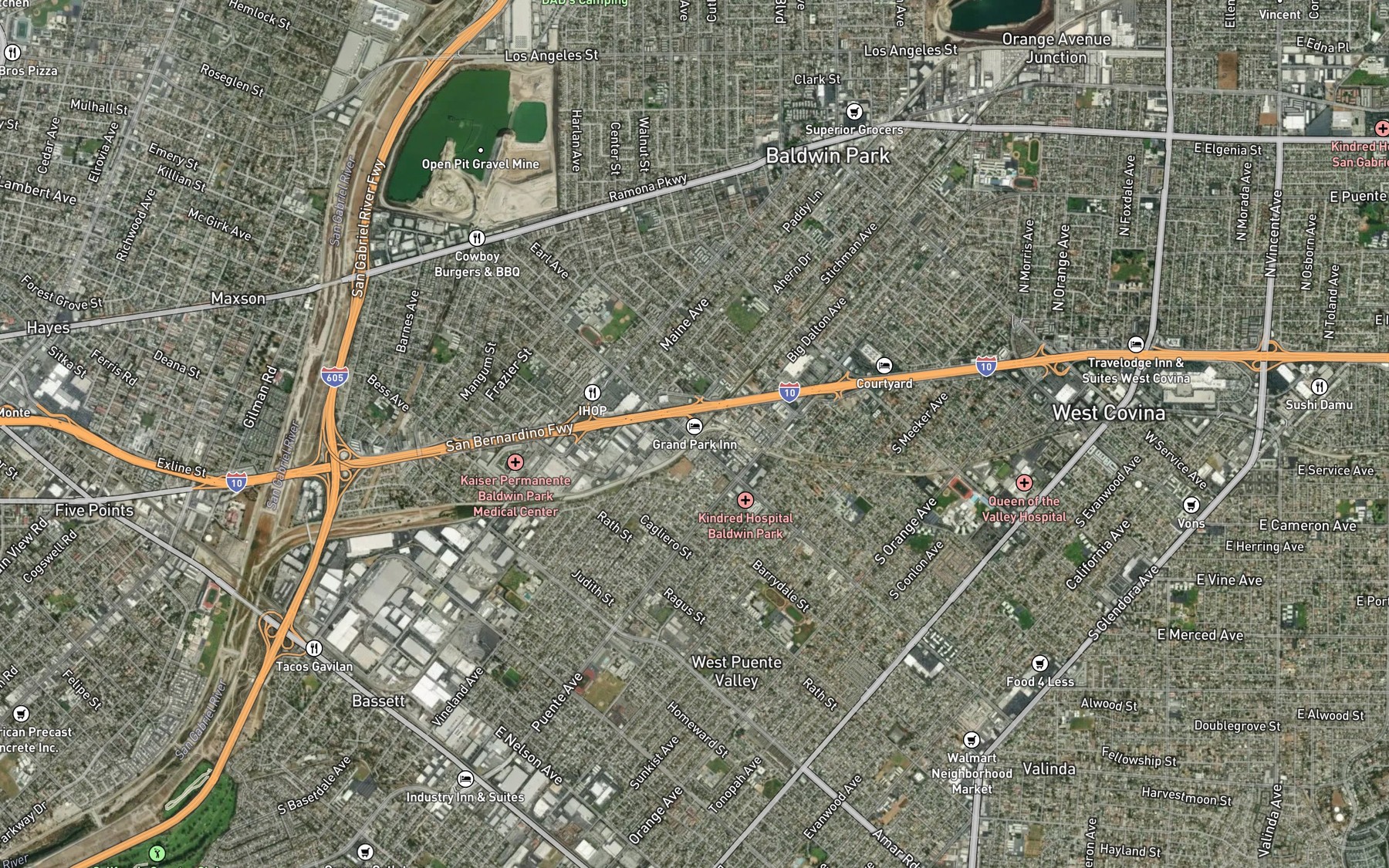 Satellite map of the Big Dalton Wash