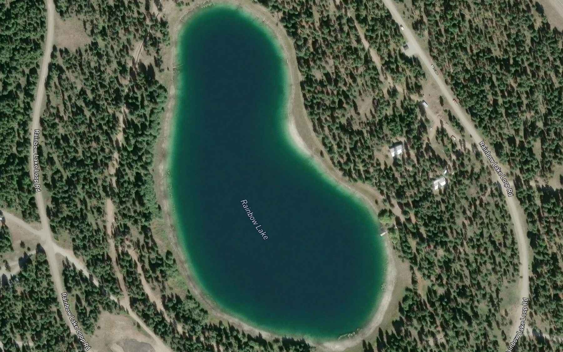Satellite map of the Rainbow Lake