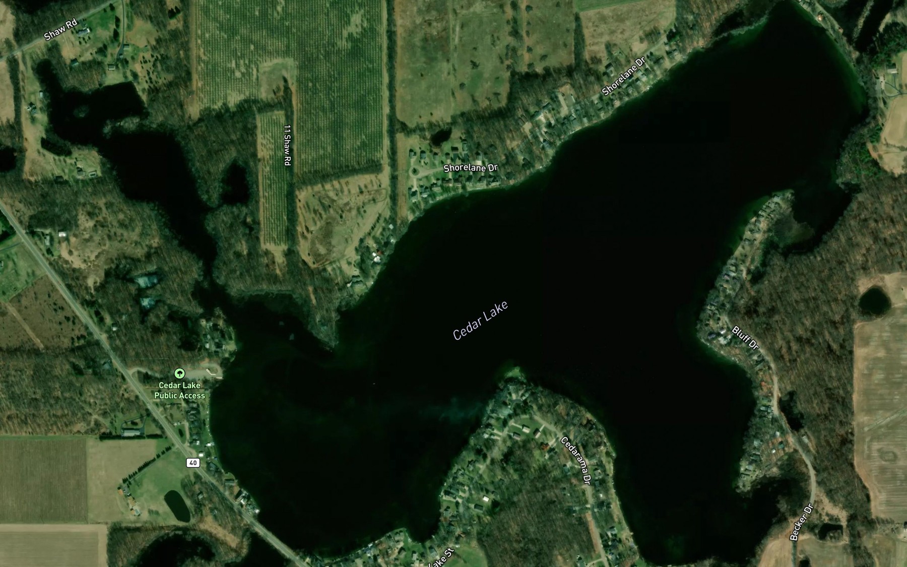 Satellite map of the Cedar Lake