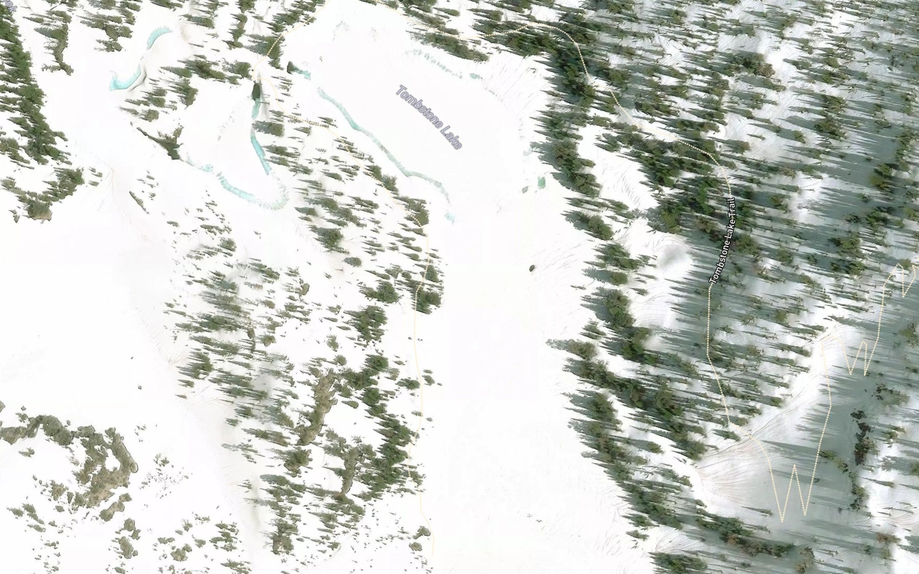 Satellite map of the Tombstone Lake