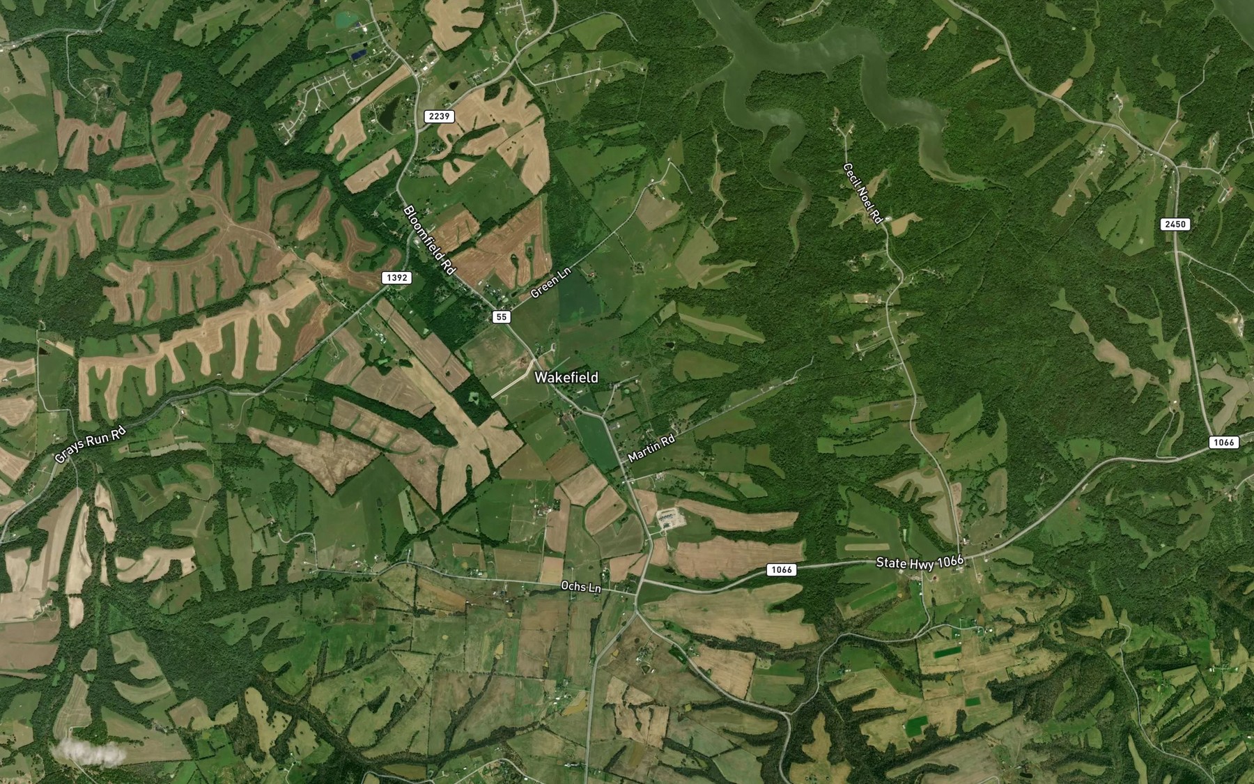 Satellite map of the Wakefield Pond