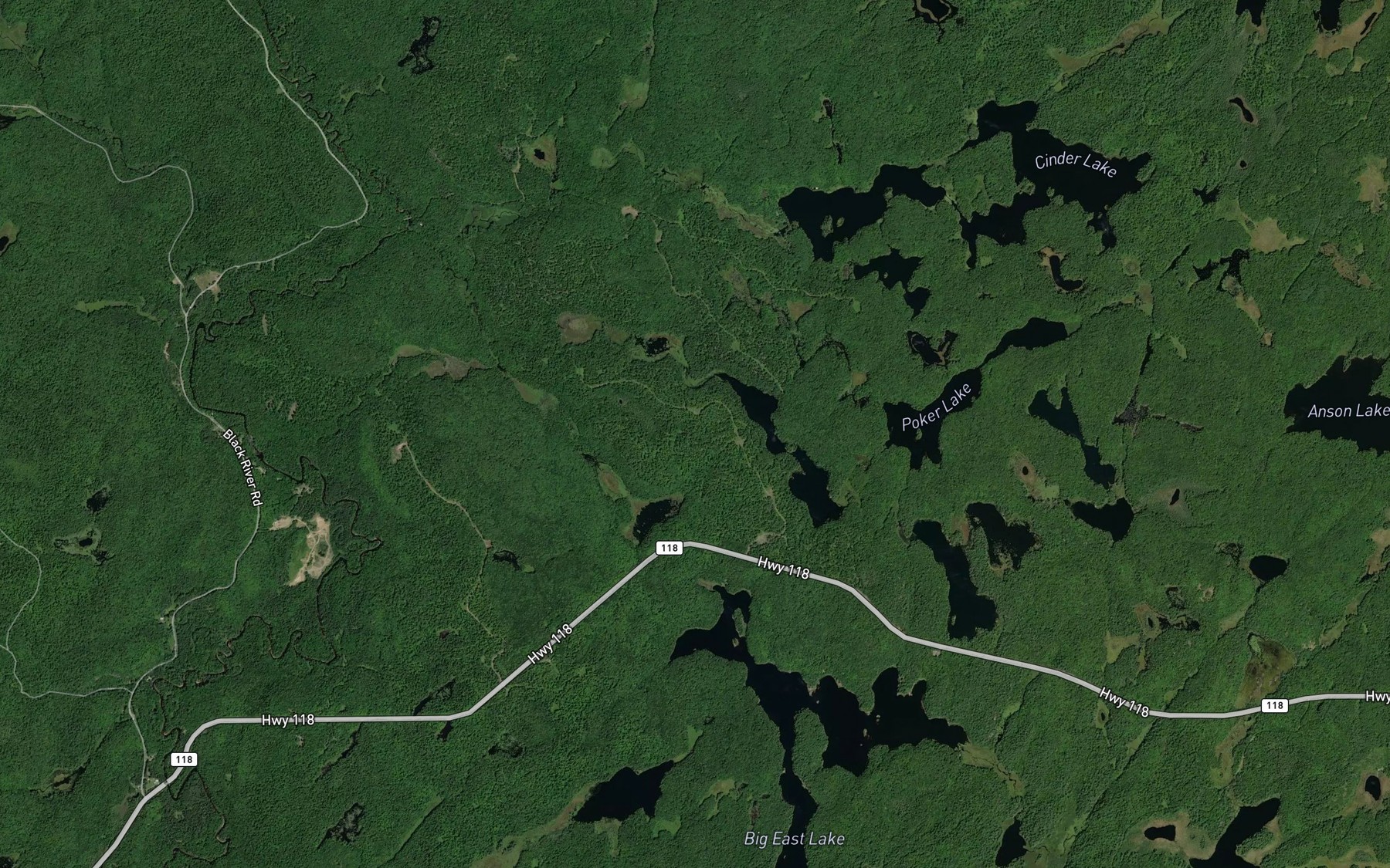 Satellite map of the Three Brothers Lakes