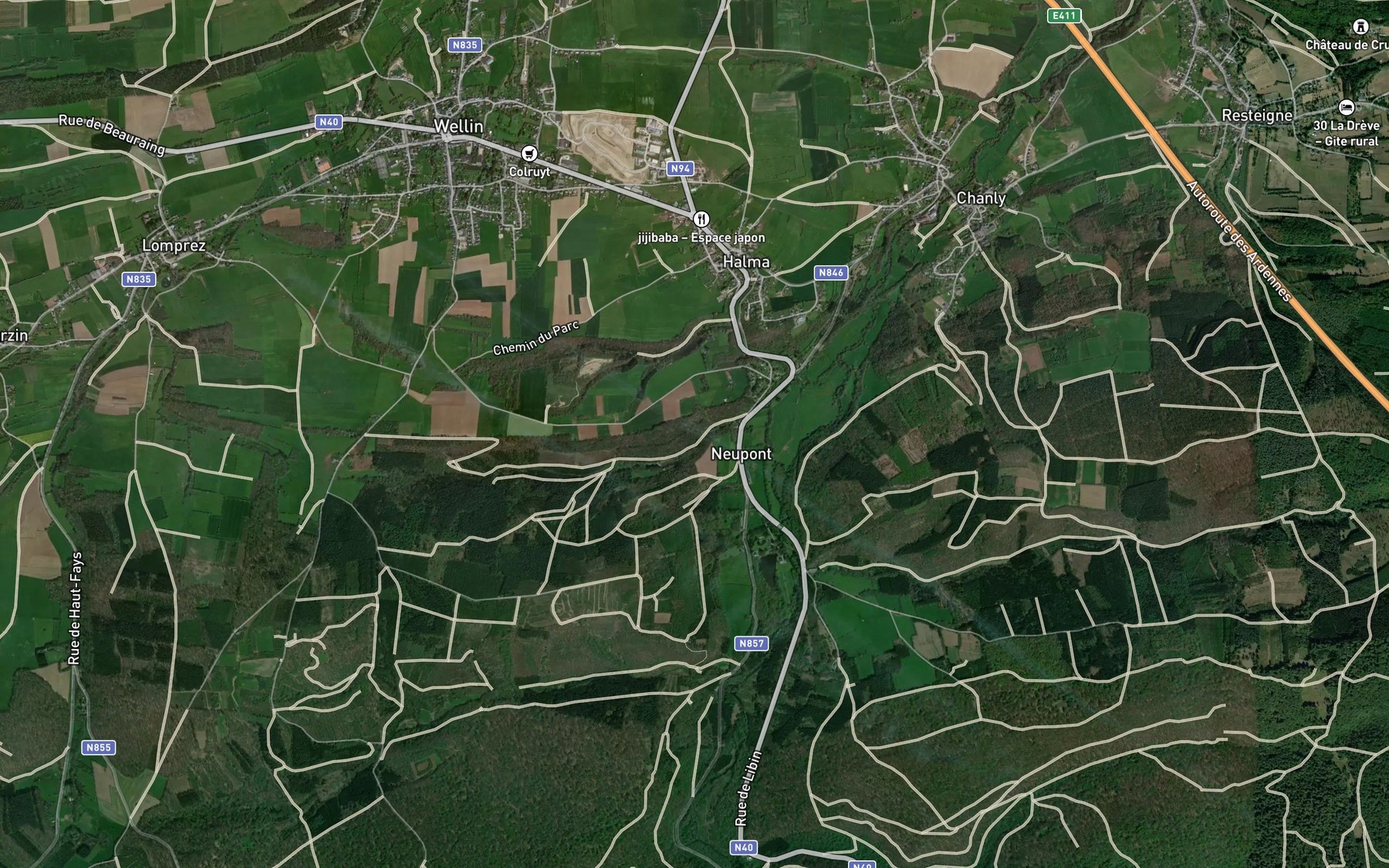 Satellite map of the Ruisseau de Cougis