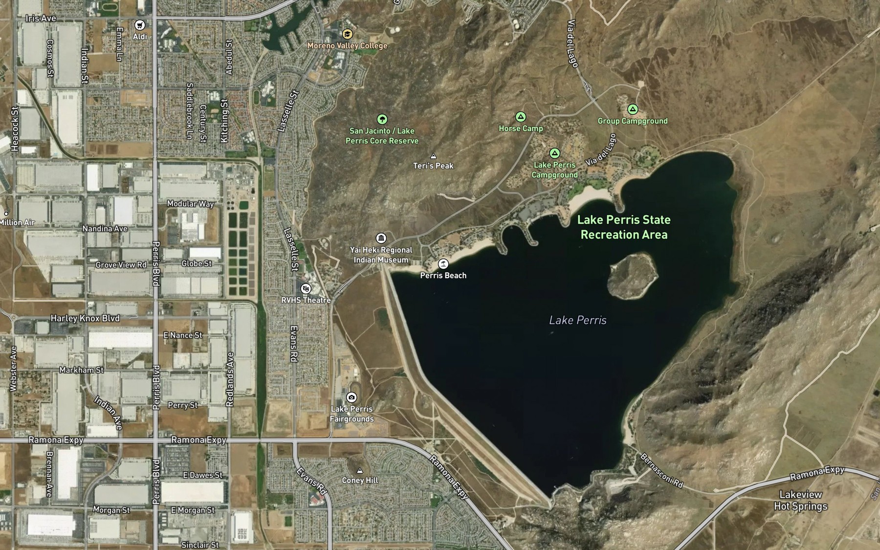 Satellite map of the Perris Beach