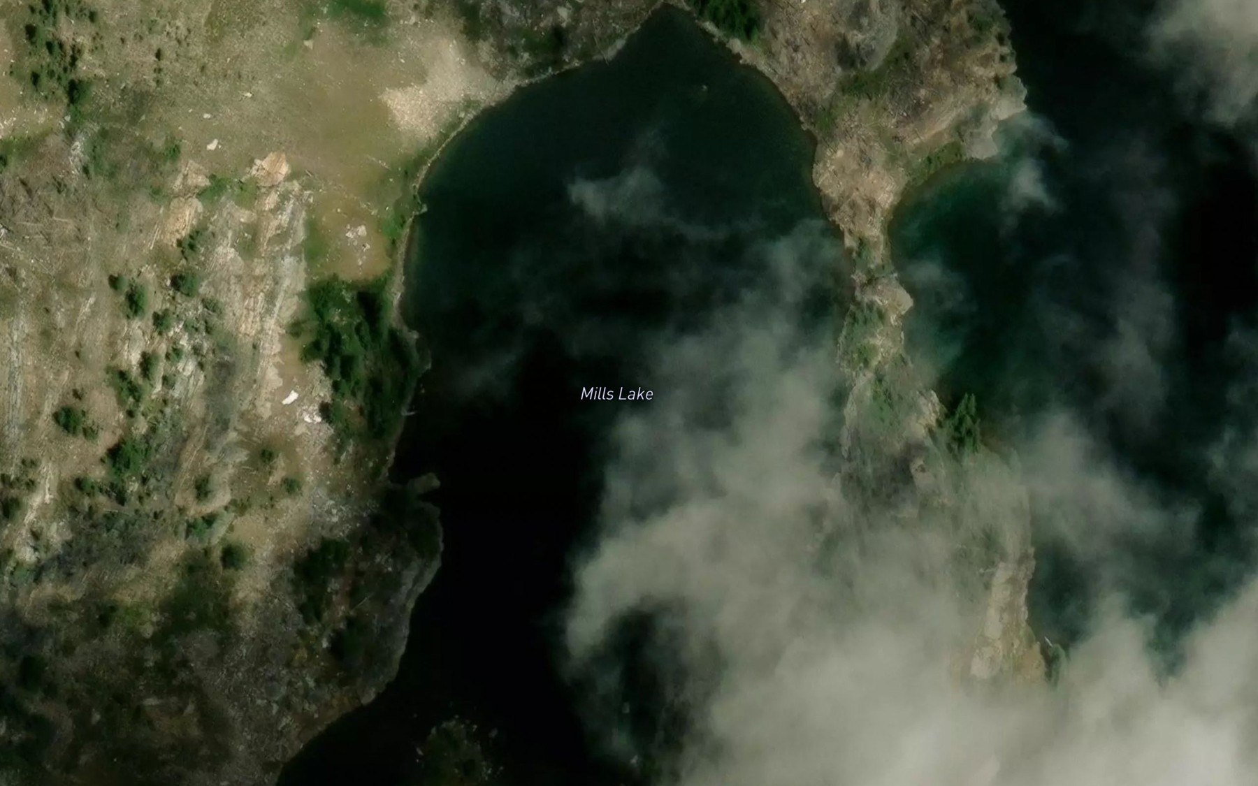 Satellite map of the Mills Lake