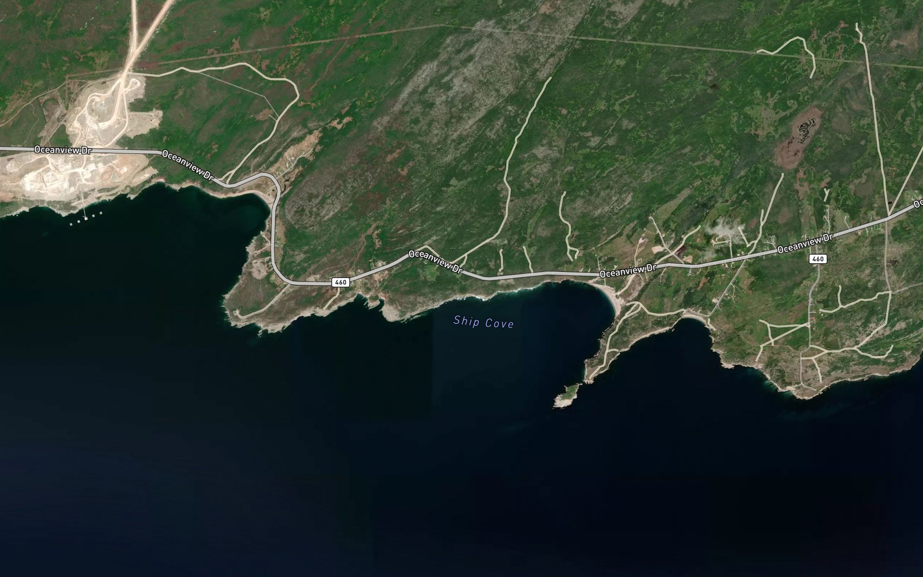 Satellite map of the Ship Cove