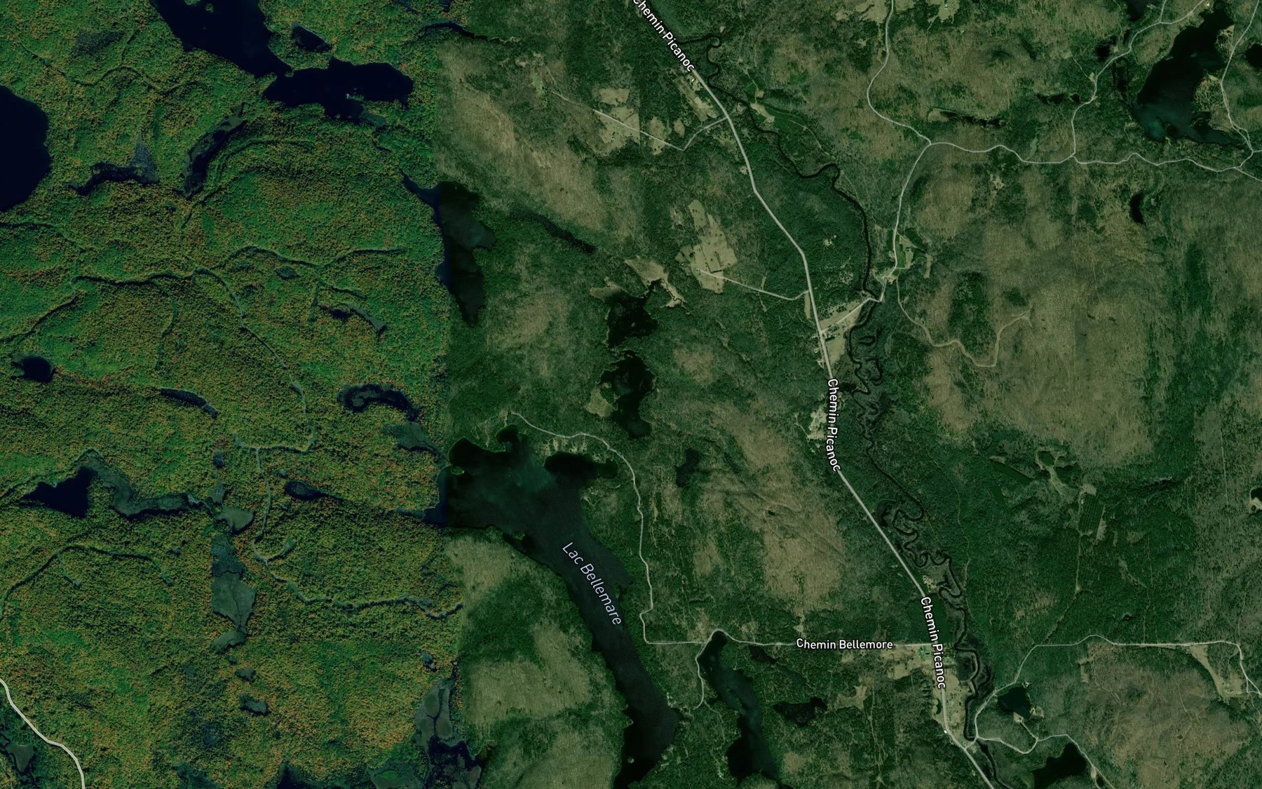 Satellite map of the Lac Cowan
