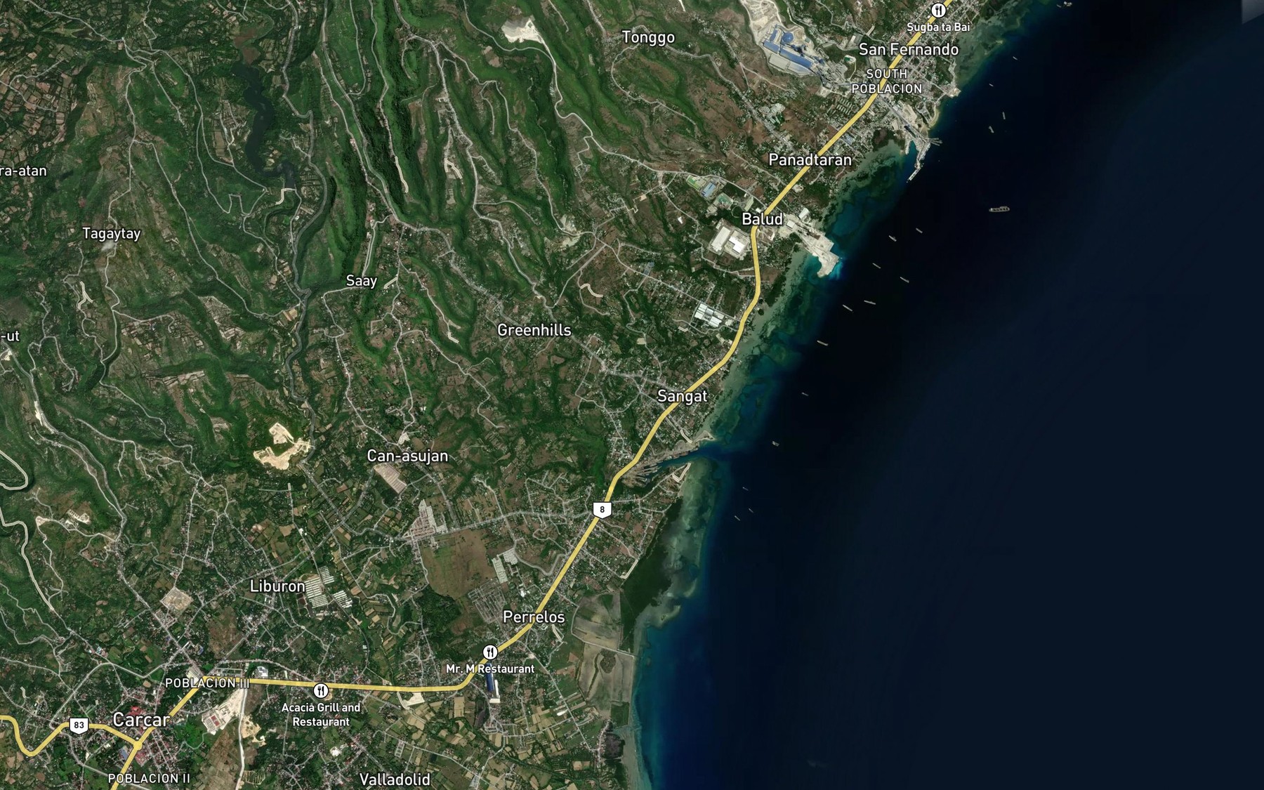 Satellite map of the Sangat Cove