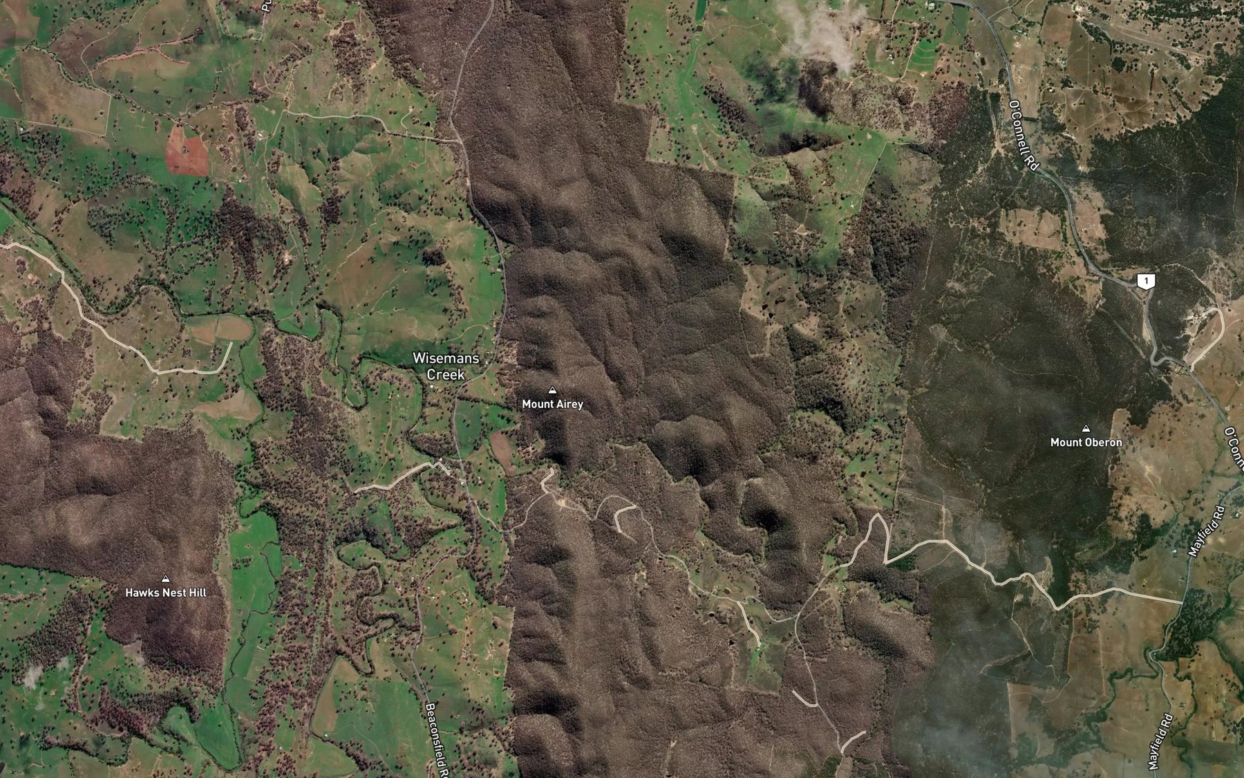 Satellite map of the Wisemans Creek