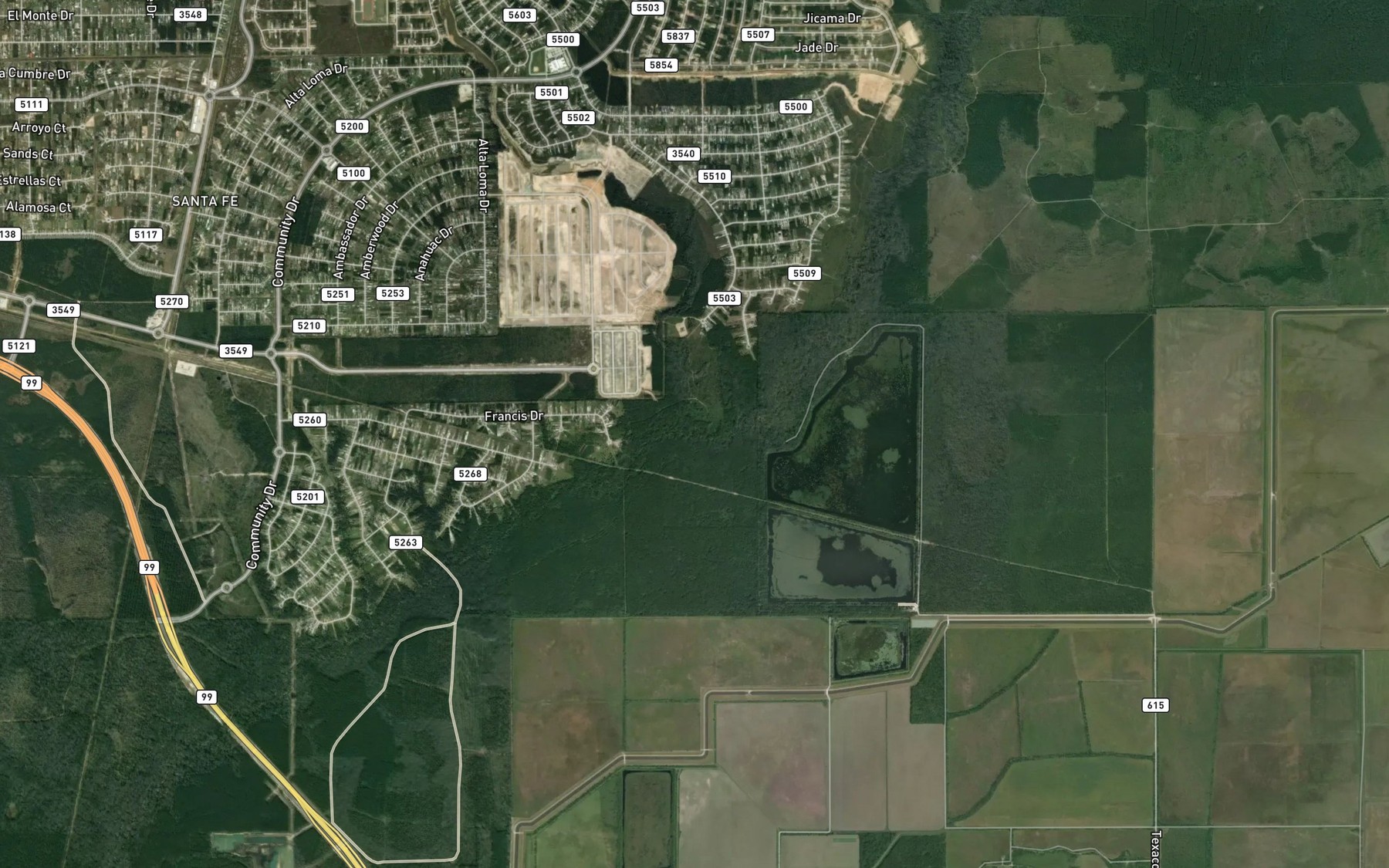 Satellite map of the Long Branch