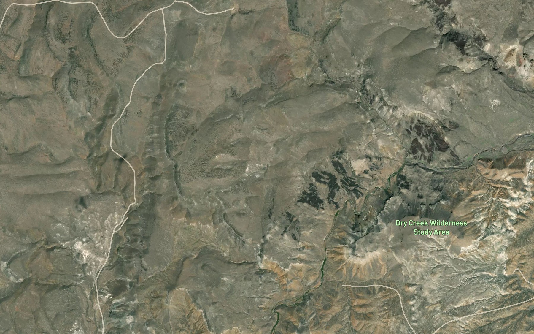 Satellite map of the South Sheep Creek Reservoir