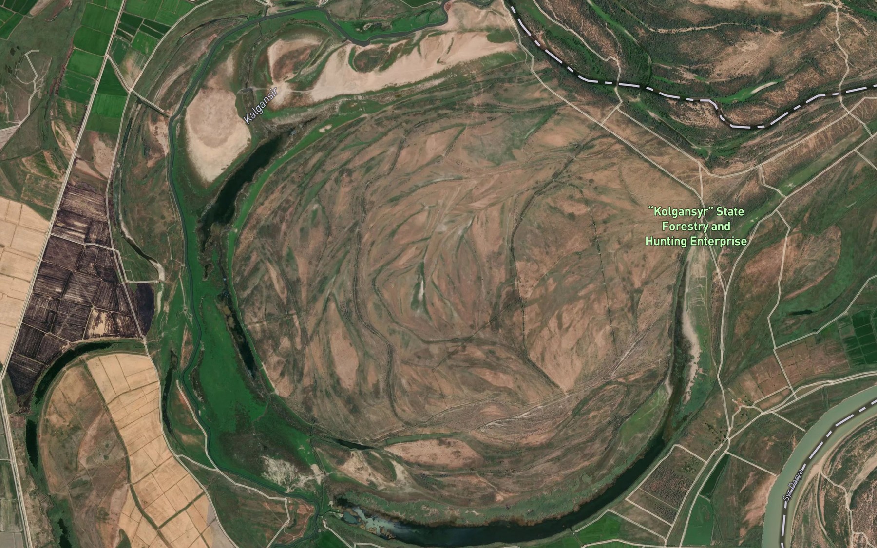 Satellite map of the Qolgansir Ko`l