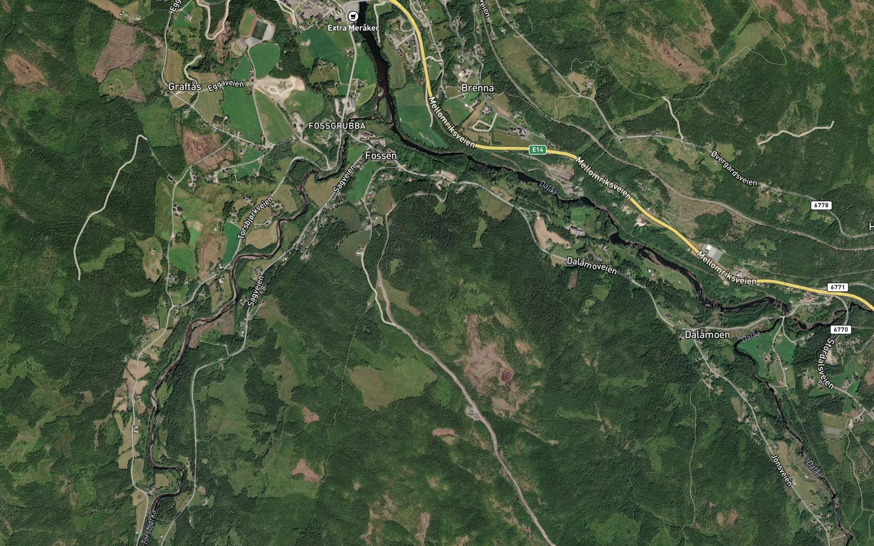 Satellite map of the Sveddibekken