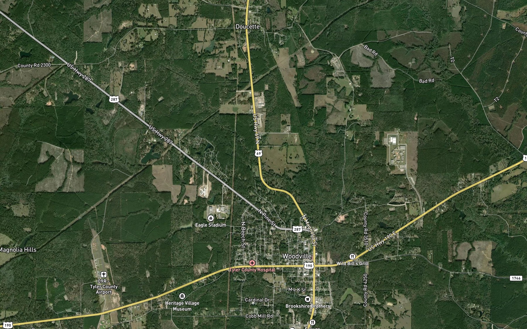 Satellite map of the Doucette Branch