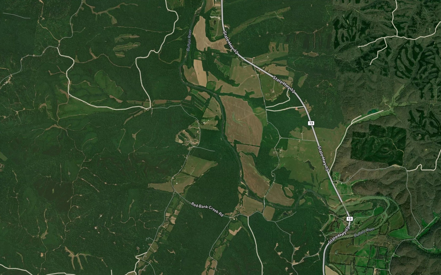 Satellite map of the Red Bank Creek