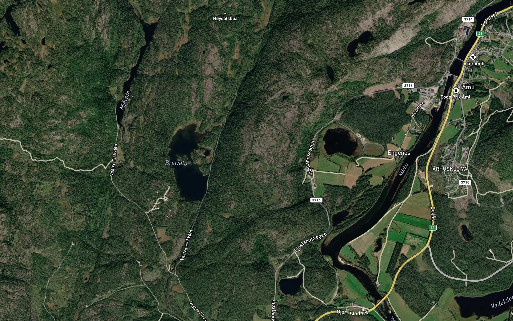 Satellite map of the Espedalstjorna