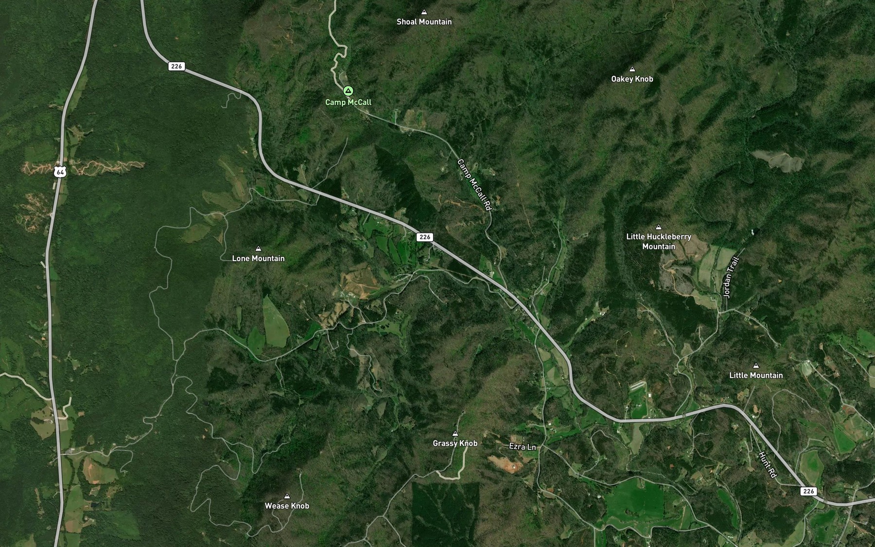 Satellite map of the Smalley Creek
