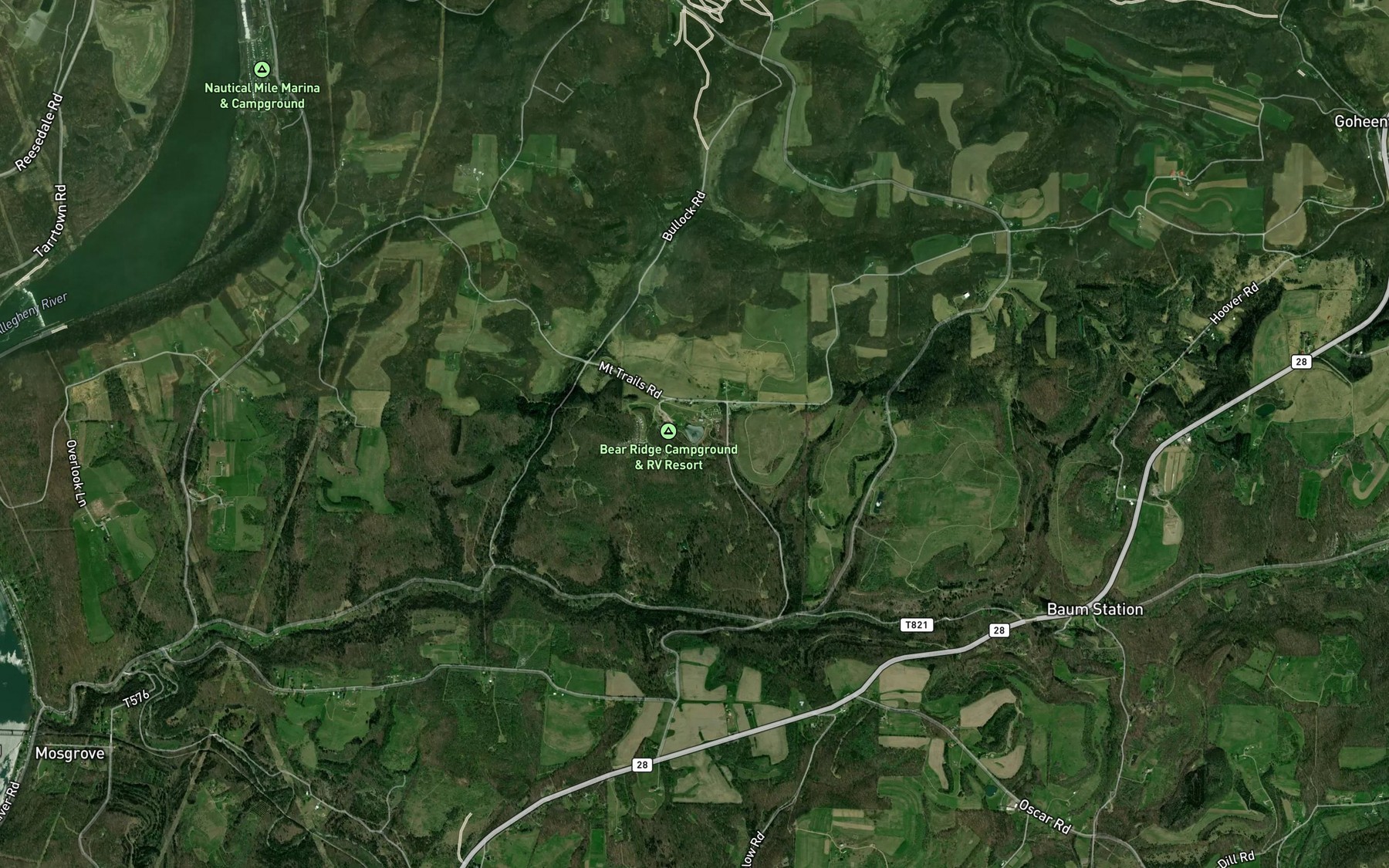 Satellite map of the Rainbow Lake