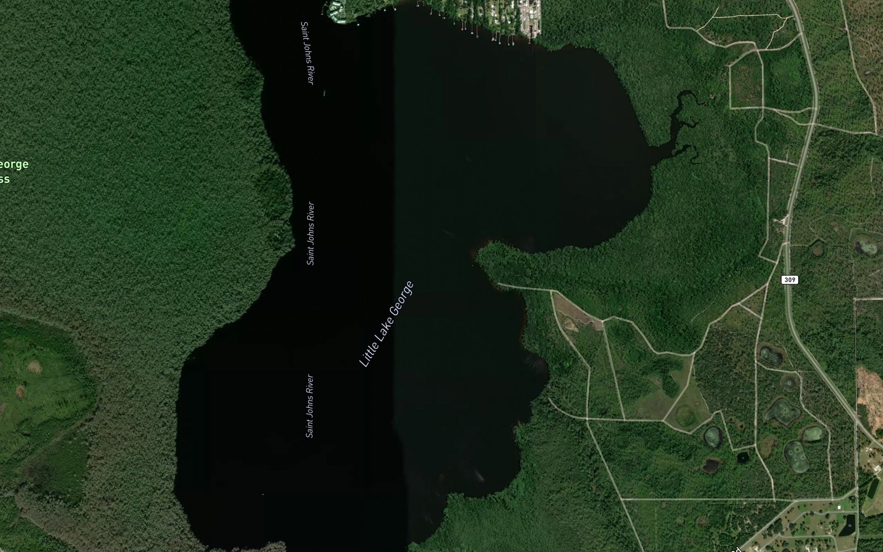Satellite map of the Little Lake George