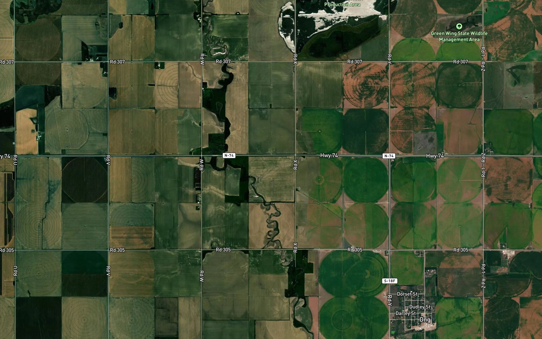 Satellite map of the Yost Reservoir