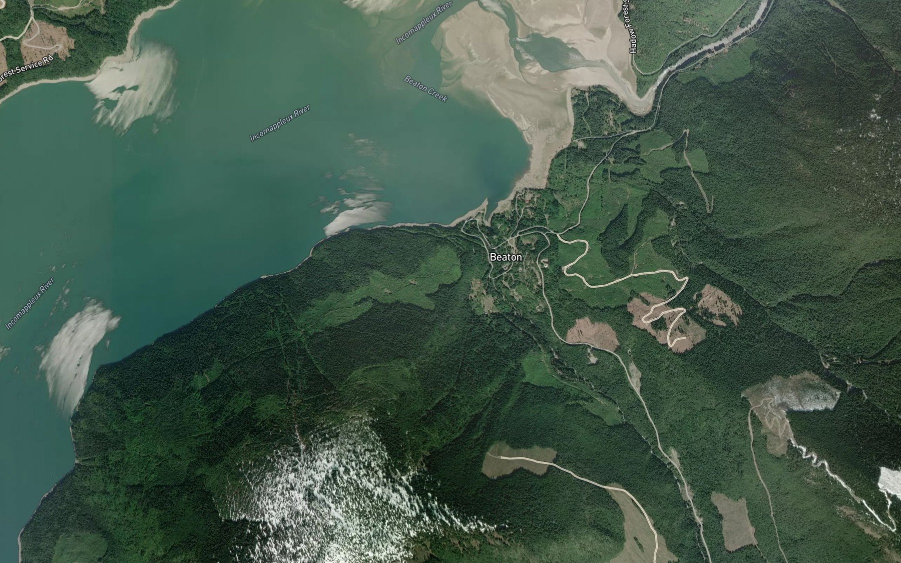 Satellite map of the Beaton Creek
