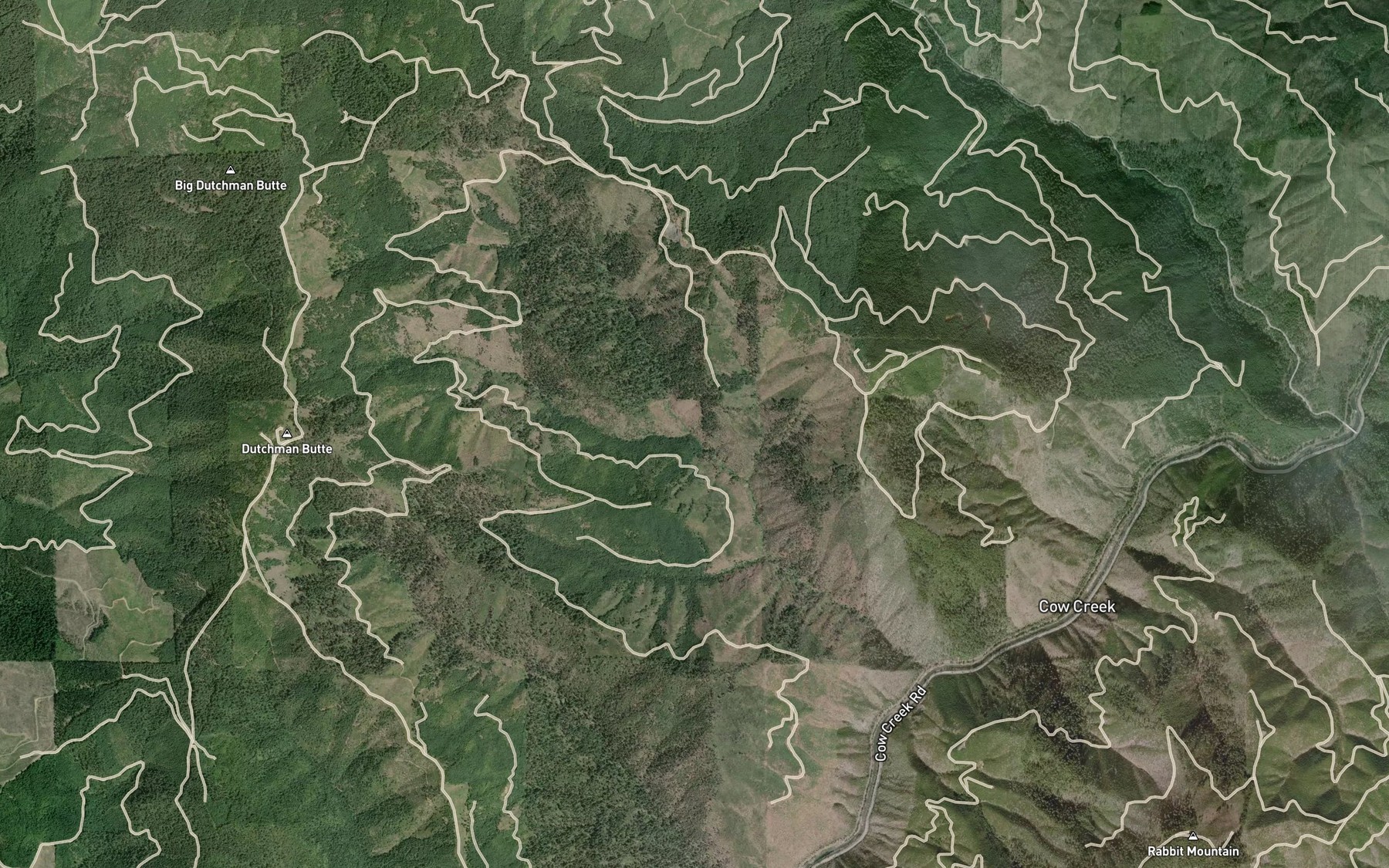 Satellite map of the North Fork Darby Creek